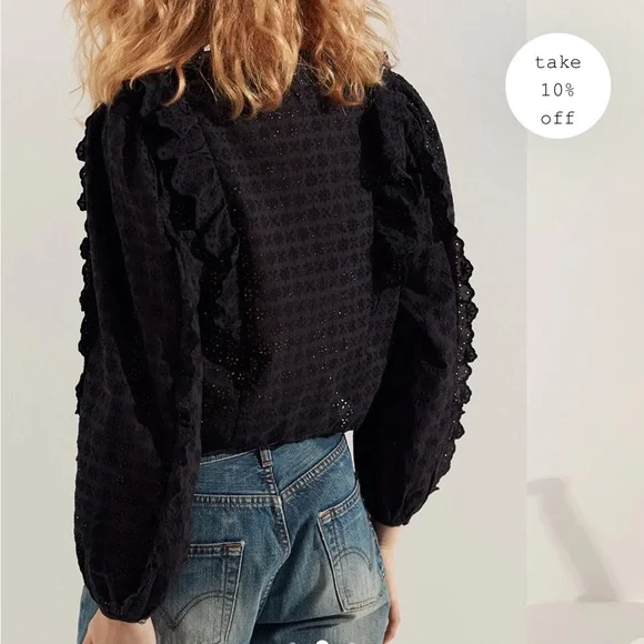 Unsubscribed Eyelet Long Sleeve Blouse - Picture 4 of 4